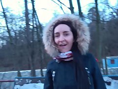 Public Agent Brunette with nice natural tits and pale skin