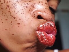 Lippenstift Fetisch JOI POV Ebenholz sinnlichen Mund Fetisch Femdom