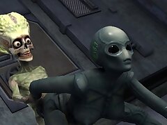 Sexy 3D Cartoon Alien Babe hart von einem Martian gefickt. Wunderschöne 3D Cartoon Alien Vixen immer ihre nasse Muschi gefickt Doggystyle von einem Marsianer