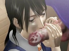 Big breasted Anime Sex Sirene bläst und Titten fickt Boner. Riesige boobed Anime Babe Tit fucking und saugen einen schlürfenden Schwanz