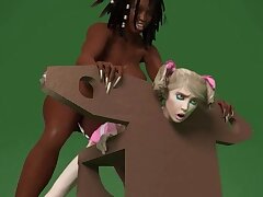 Riesige Arsch und Titten ficken Dickgirl binden Sklave 3D-Animation. Super Beute und riesige Brust ficken schwarze Dickgirl weiß wenig Mädchen slave