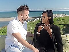 Stranded, Thankful & Horny: Dark Babe Swallows Big Cock With Noe Milk