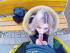 Eva Elfie In Cute Teen Swallows Cum For Cash - Public Blowjob In The Park By