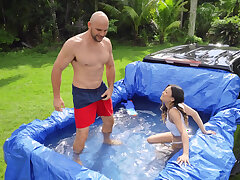 Asian teen Lulu Chu gets fucked in an inflatable pool